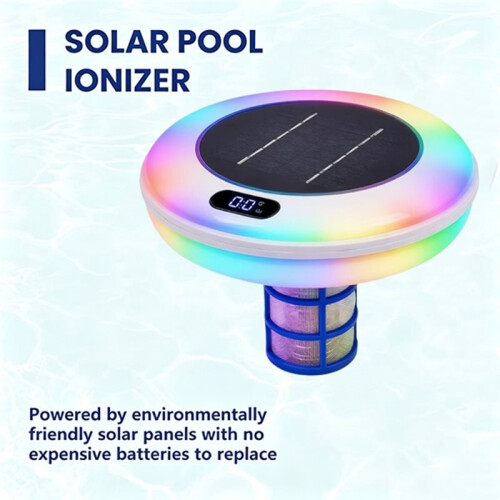 Solar Powered Pool Ionizer with Temperature Display LED Floating Pool Cleaner for Above Ground & Inground Pools 2