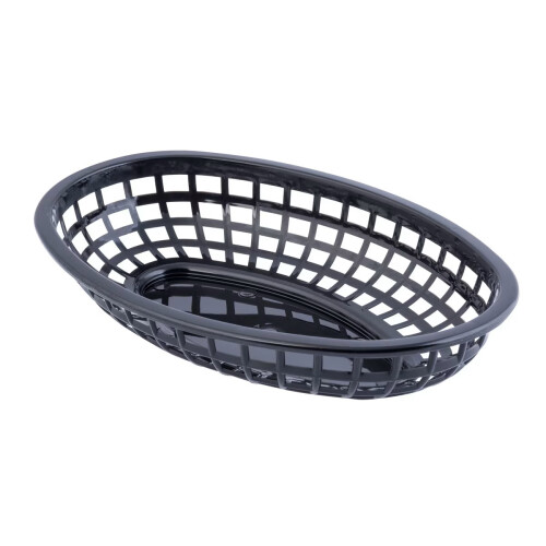BLACK PLASTIC OVAL BASKET (PACK 12) 24x16cm 1