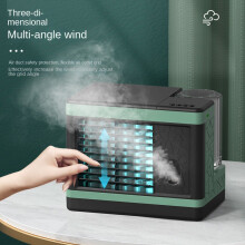 Donkergroene draagbare mini-luchtkoeler met luchtbevochtiger, bureauventilator, airconditioner voor thuis, 20 x 13 x 17 cm
