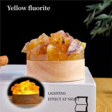 Crystal Cluster Wooden Base Amethyst Rose Quartz Clear Quartz LED Lamp Home Decor Bedroom Nightlight Gift