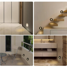 Lampe LED Ronde de 3W pour Escalier, Lampe Murale en Aluminium, Lampe LED Encastrée pour Marche, Lampe de Chemin, Lampe D'Angle Murale AC85-265V