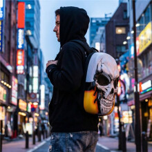 Mochila de Crânio LED 3D com Shell Dura para Motocicleta com Olhos Programáveis Controle Por App Bolsa de Armazenamento para Viagem e Ciclismo