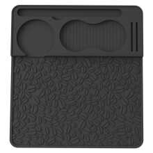 Espresso Tamping Pad Mat, Professionell Silikon Espresso Specialist Station med Verktygsfack, Värmebeständig Mat Svart