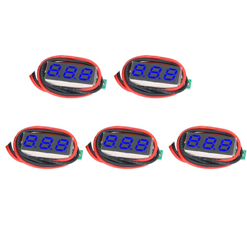 Medidor de Voltagem Digital  LED 0,28 Polegadas  0-100V Testador de Voltagem para Carro Moto Detector LED Azul 5 Peças