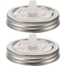 Stainless Steel Wide Mouth Mason Jar Lids med Luftlås för Fermentering, 2-Pack - Perfekt för Inläggningar och Hemkonservering