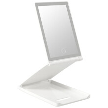 Miroir de Maquillage de Pliable à LED avec 3 Modes de Lumière, Rechargeable par USB, Écran Tactile, Portable sur Table