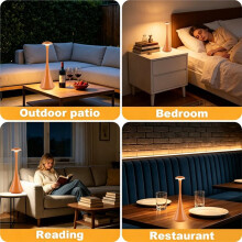 Rechargeable Wireless Touch LED Desk Lamp Dimmable Slim-Waist Night Light for Bedroom Hotel Bedside