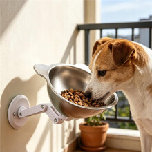Dog Bowl Elevated Wall Mounted Stainless Steel Elevated Feeding Station Cat Feeding Station for Multi-Pet Storage B