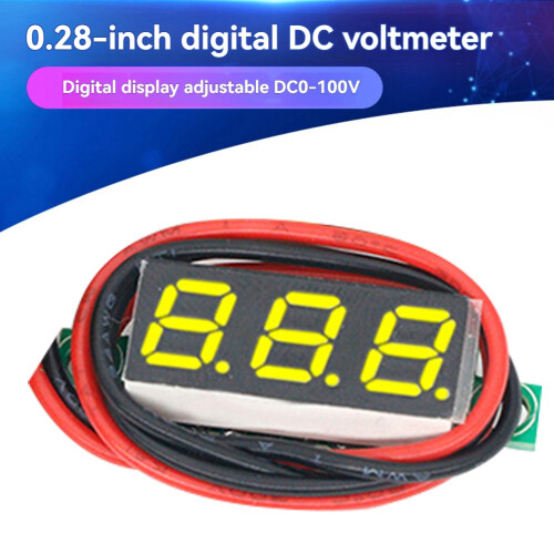 Voltímetro Digital LED Micro-Tipo de 0,28 Polegadas  0-100V Medidor Detector de Tensão para Carro Moto LED Amarelo 10 Peças 1