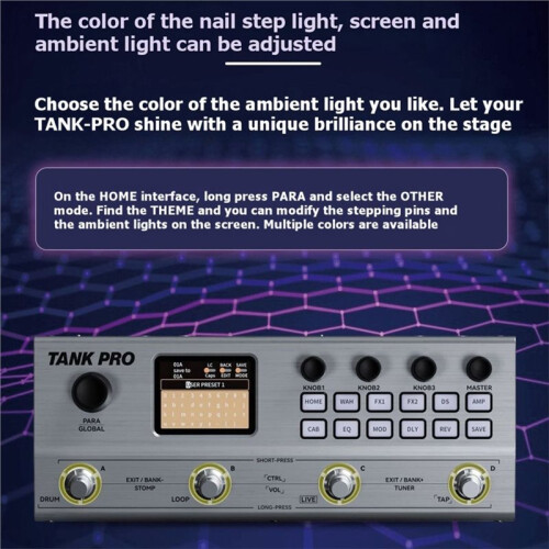 M-VAVE TANK PRO Multi Effects Guitar Pedal Processor AI Neural Network Modeling Guitar Comprehensive Multi-Effects Silver 1