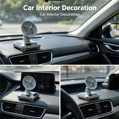 Car Rotating  Model Ornament, Round  Shape, Automatic Rotation for Car Control Panel Desktop Decor 2