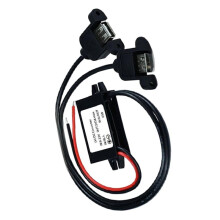 12V to 5V Power Converter - Dual USB Female with Mounting Tabs for Phone Charging Car Audio Radio Etc