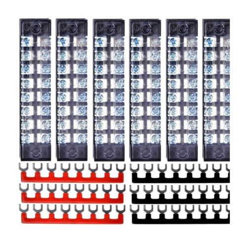 6 Sets Terminals Block Strips,8-Position 600V 15A Pluggable Terminal Block with Cover (Screw Connection)