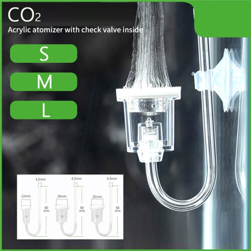 Aquarium CO2 Diffuser Acrylic Transparent Fine Water Tank CO2 Anti Reverse Diffusion Atomizer Water Injection Atomizer S 1