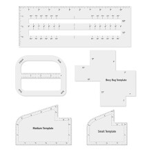 5 Stück Boxy Bag Schnittmuster für DIY-Nähliebhaber, Acryl Taschenlineal Set mit Reißverschlusstasche, Kurven- & Handtaschenmuster