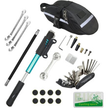 Portable Bike Repair Kit Contains 16-in-1 Tool,120Psi Bicycle Pump,Tire Patch,Used for Outdoor Mountain Road Bike