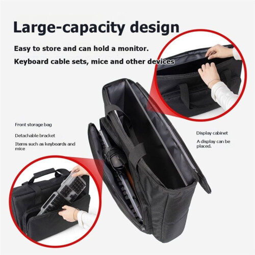 Bolsa de Transporte para Monitor de 25 Polegadas com Espuma de Amortecimento À Prova de Choque, Proteção Completa, Bolsa de Tela de Computador 1