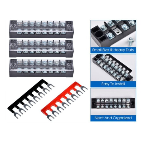 6 Sets Terminals Block Strips,8-Position 600V 15A Pluggable Terminal Block with Cover (Screw Connection) 1