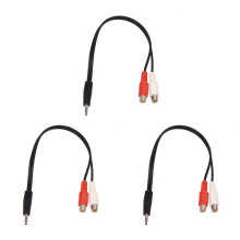 3pcs 3.5mm Stereo Adapter Headphone Jack to 2 RCA Jack Adapter Audio Cable, 3.5mm Male to 2x RCA Female