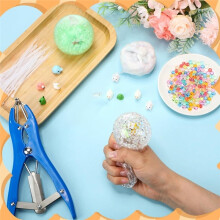 DIY Stressball-Bausatz Milky Blank Stressball DIY Kit mit 12 Hüllen Leere Quetschbälle Füllperlen Expander-Werkzeug