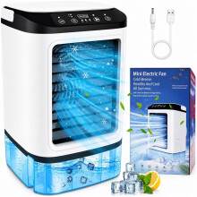 Mini Climatizador USB com Nebulização Dupla e Compartimento de Gelo