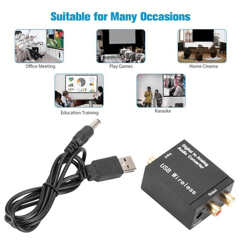 3.5MM Jack 2xRCA Amplifier Decoder Digital to Analog Audio Converter ...