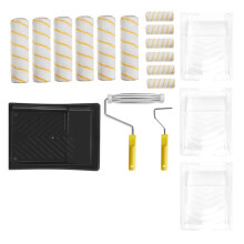 Paint Roller Kit , Paint Rollers, Brushes & Paint Tray, House Painting Supplies, High Absorbency, Washable, Reusable