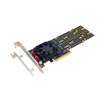 Split-Free PEX8747 4 Quad M.2 NVMe to PCIe 3.0 X8 Expansion Card Adapter, Support 22110/2280/2242 Size M.2 NVMe SSD