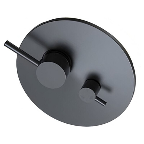 1set High-Capacity Shower Valve, Black-Round Dual-Function (with Flush-Mount Box),Bathroom Fittings 1