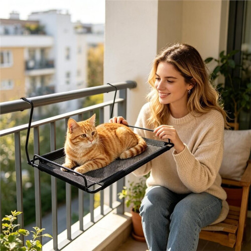 Cat Hammock Bed Breathable Metal Frame Bed Folding Indoor Cat Window Perch for Kitten Small Medium Large Breed Home 2