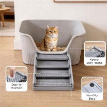 Adjustable Litter Box Step, Elevated Cat Ramp/Stairs with Filter Function, Anti-Tracking, Fits Automatic Litter Boxes