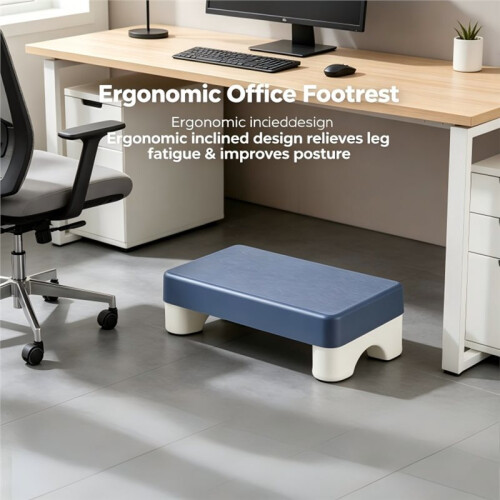 Ergonomic Plastic Footrest Under Desk Non-Slip Foot Stool, Comfortable Space-Saving Foot Rest for Work Study Home 1