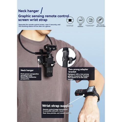 Neck Mount Kit for   Ultra POV Holder Wrist Strap Two Claw Adapter Set 2