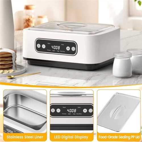 Yogurt Maker 1.6L Machine, Yogurt Makers with Constant Temperature Control &  Timer & Automatic Shut-Off US Plug 2