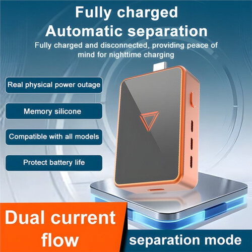 Separador de Divisor de Carga Completa 140W Tipo-C Protector de Sobrecarga con Protección Automática de Apagado Plata 1