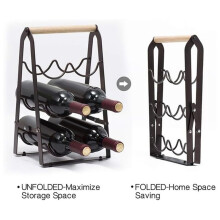 Wine Rack, 6 Bottle Wooden Countertop Free Standing Shelf,3 Tier Bottle Holder Stand for Home Bar Tabletop, Kitchen