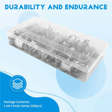 160 Pcs Hose Clamp Assortment Diameter 6.5 - Diameter 18mm Screwdriver Hose Clamps