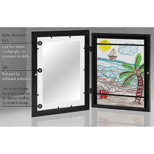 (2*black) 1/2pcs Kids Art Frames Front-Open Easy Change Art Frame Drawings Artwork Picture Frames for Wall Tabletop Display 1