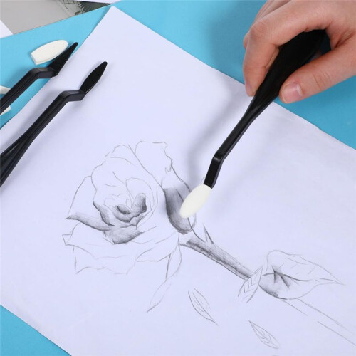 Blending Stumps for Drawing, with 40 Pcs Replacement Sponge Wipes Art Blending Tools for Highlighting, Shadowing 1