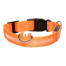 (M, Orange) Nylon LED Glowing Dog Collar Sturdy Waterproof Design For All-Weather Adventures for Small Medium Large Pet