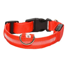 (S, Red) Nylon LED Glowing Dog Collar Sturdy Waterproof Design For All-Weather Adventures for Small Medium Large Pet