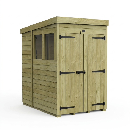 4 x 5 Pent Shed Tanalised (Double Door, With Windows) 1