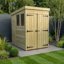 4 x 5 Pent Shed Tanalised (Double Door, With Windows)