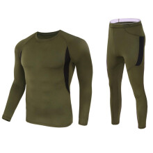 (S, Green) Men's Winter Warm Underwear Camouflage Set Long Sleeve Top Long Johns for Mountaineering Cycling Skiing Training Hiking