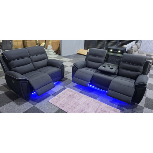 Milano 3 +2 Platinum Grey Electric Recliner Set