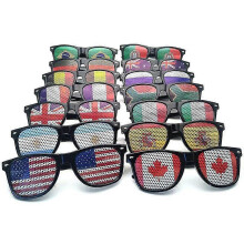 (Spain) World Cup The Nations Flag Logo Sticker Adult Black Square Sunglasses Fashion Small Hole Paster Street Style Glasses