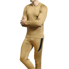 (S, Khaki) Men's Winter Warm Underwear Camouflage Set Long Sleeve Top Long Johns for Mountaineering Cycling Skiing Training Hiking