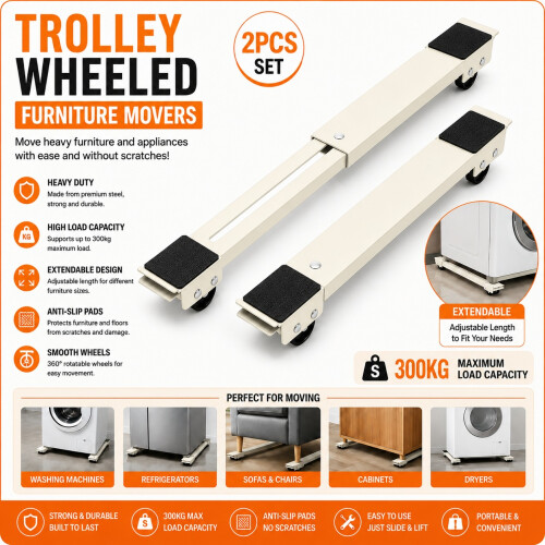 2PCS Extendable Appliance Dolly Rollers Furniture