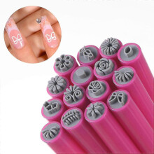 15pcs Flower & Butterfly Pattern Painting Drawing Nail Art Stamp Pen Set Nail Template Transfer Kit