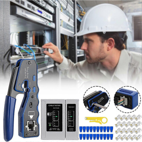 RJ45 Crimp Tool Pass-Through Crimper Multifunction Professional Heavy Duty Ethernet Crimp Tool Kit 1